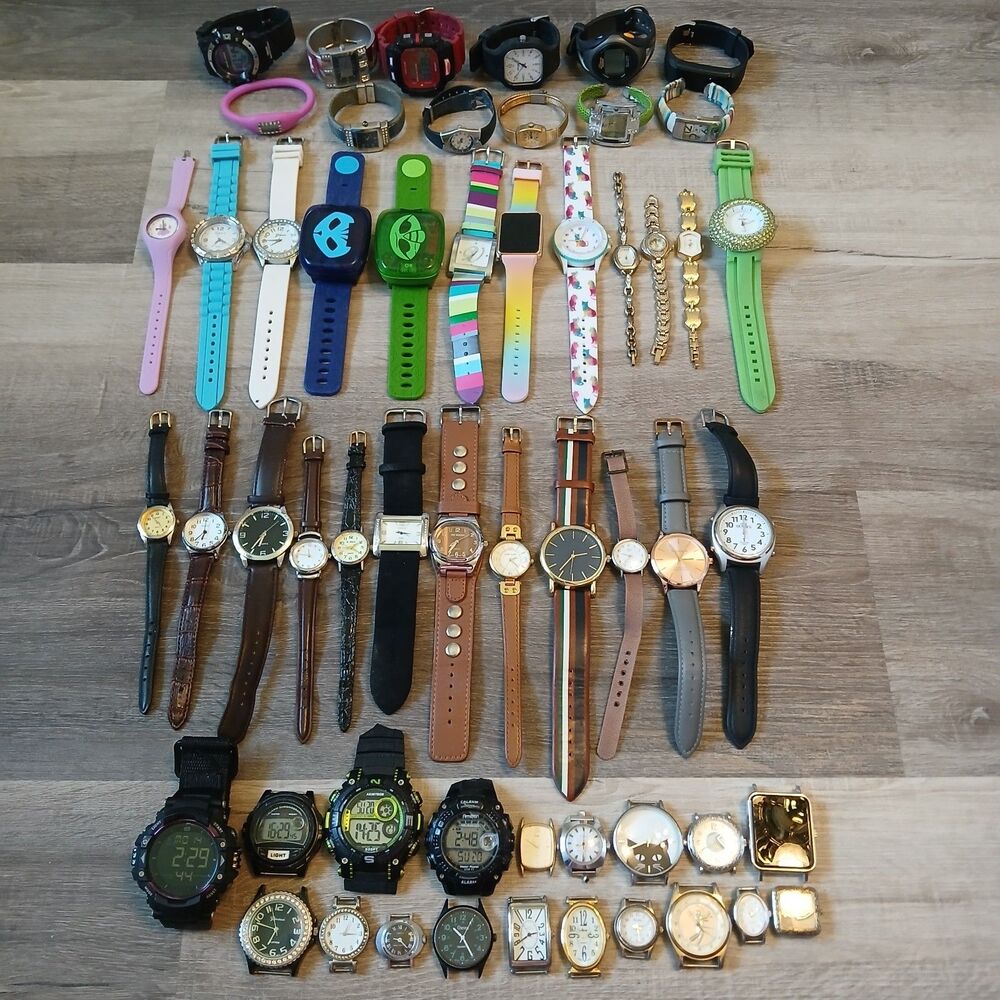 Lot of 50+ Parts/Repair/Craft Watches Timex Joan Rivers Anne Klein Pulsar - E3